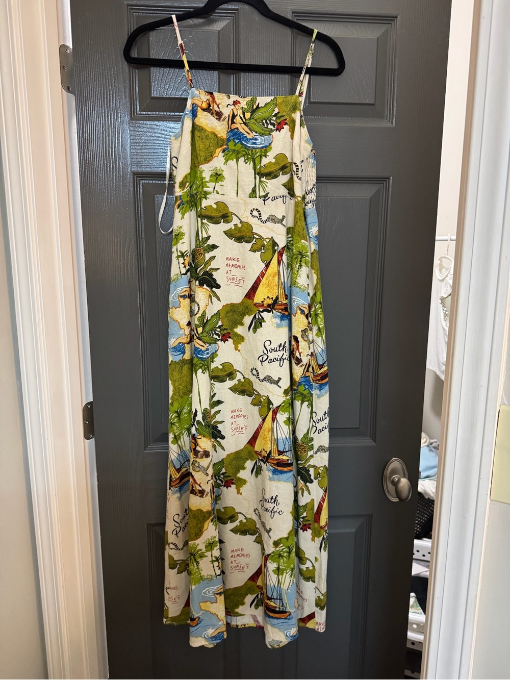 C&C California Cream Maxi Skirt with Green & Blue Nautical Print
